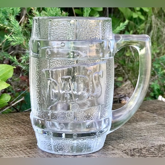 Mid Century Vintage DAD’S ROOT BEER Clear Embossed Thick Glass Barrel Mug - Picture 6 of 10
